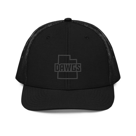 Utah Dawgs (Blackout Series) Snapback Trucker Hat w Embroidered Alternate Logo 20% Dawgs Donation